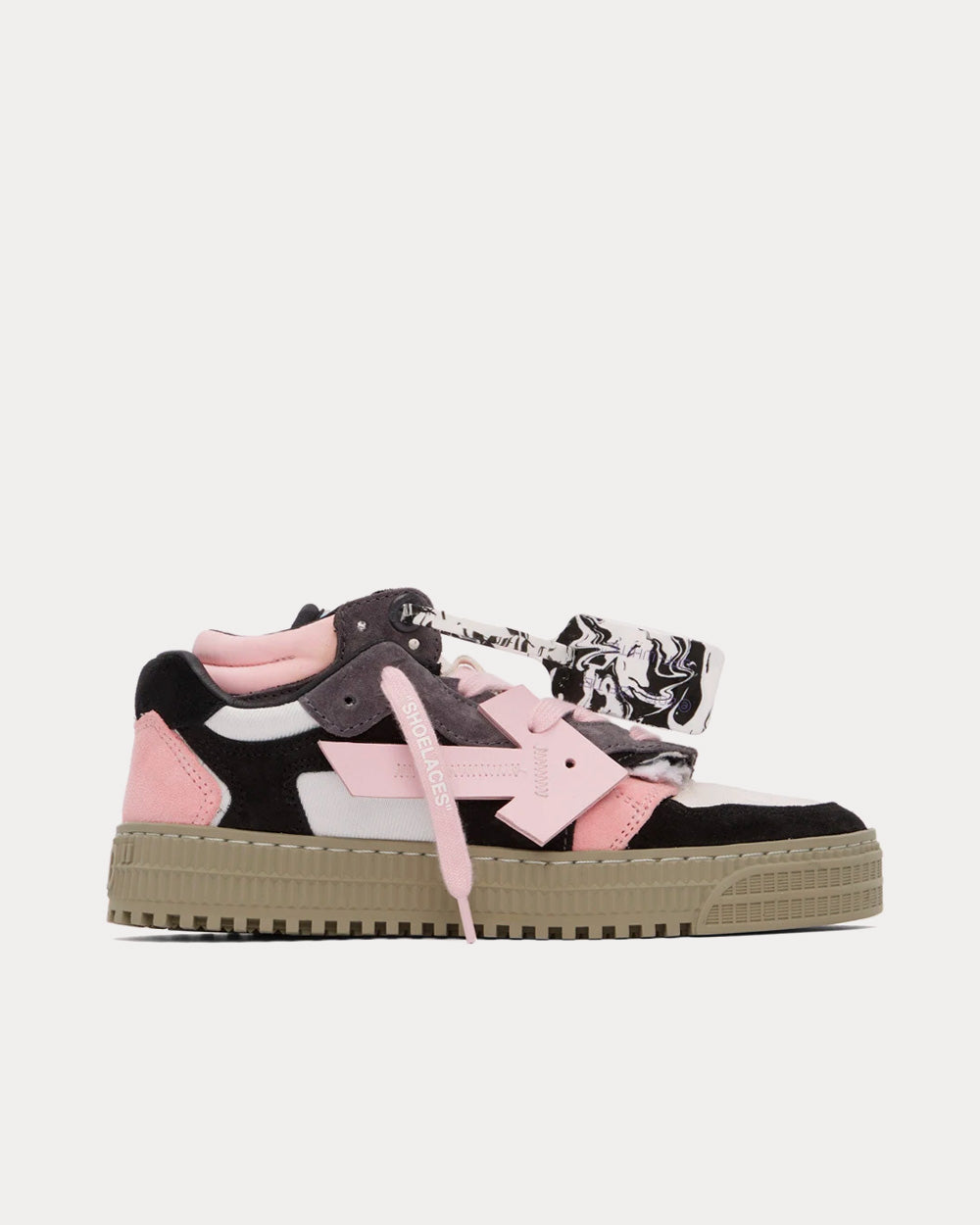 Off-White Floating Arrow Black / Pink Low Top Sneakers - 1