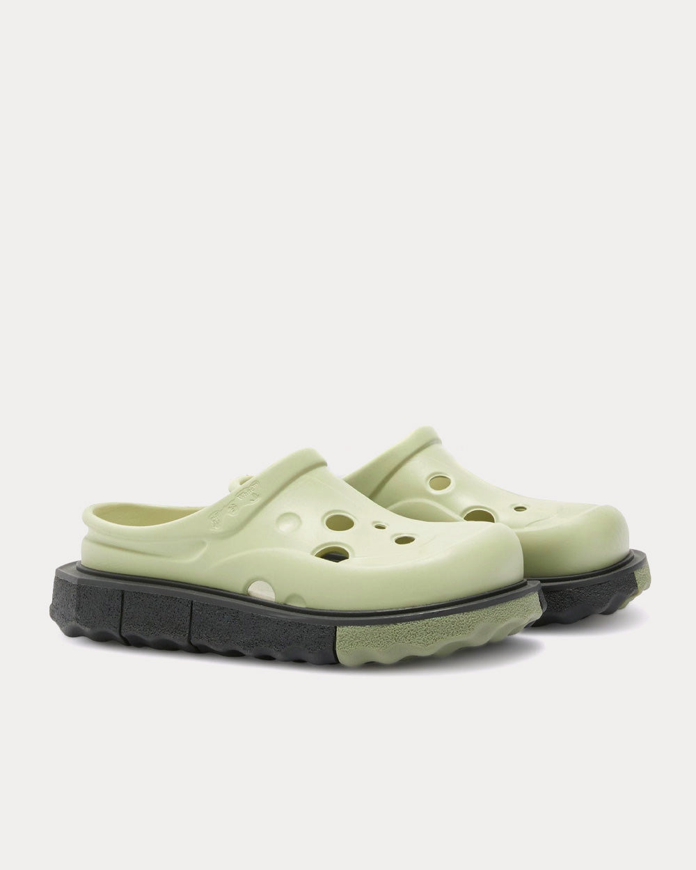 Off-White x Crocs Spongesole Meteor Slipper Green / Black Slip Ons - 3