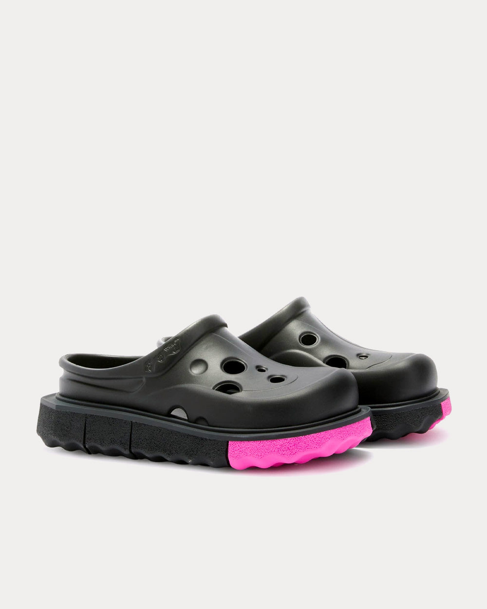 Off-White x Crocs Spongesole Meteor Slipper Black / Fuchsia Slip Ons - 3