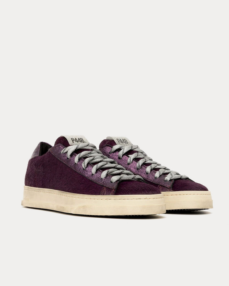 P448 Jack Wine Haircalf Purple Low Top Sneakers - 2