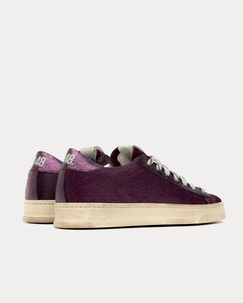 P448 Jack Wine Haircalf Purple Low Top Sneakers - 3