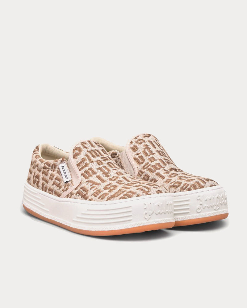 Palm Angels Monogram Brown Beige Slip On Sneakers - 2