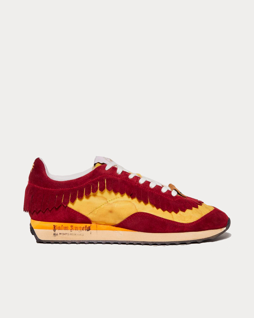 Palm Angels Fringe Runner Burgundy / Yellow Low Top Sneakers - 1