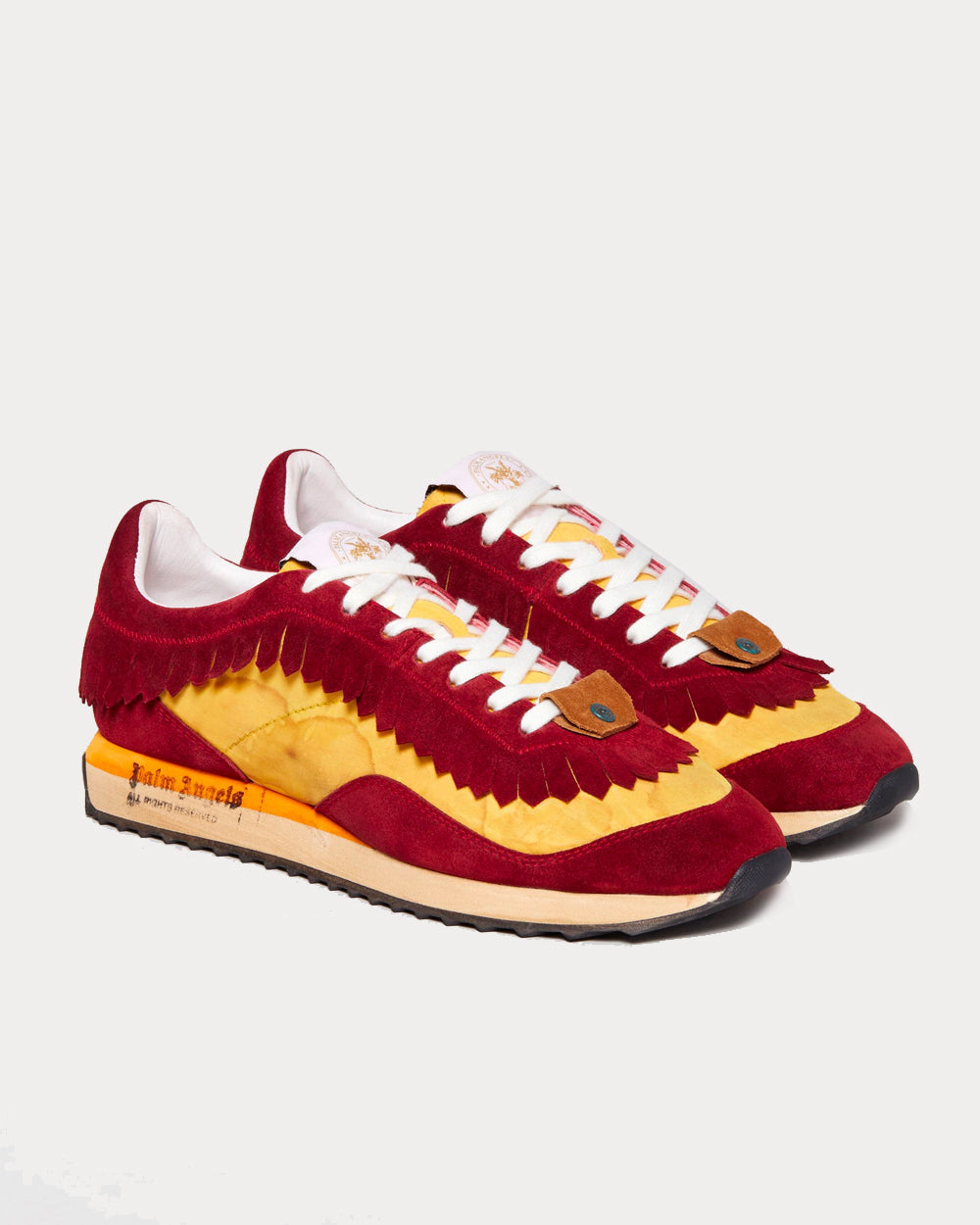 Palm Angels Fringe Runner Burgundy / Yellow Low Top Sneakers - 2