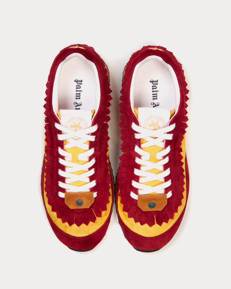 Palm Angels Fringe Runner Burgundy / Yellow Low Top Sneakers - 3