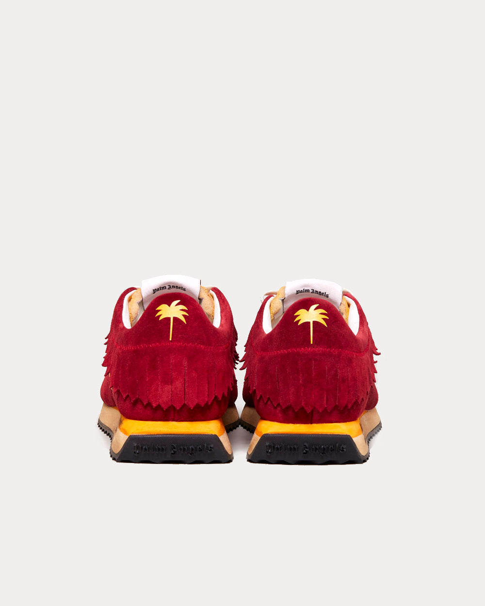 Palm Angels Fringe Runner Burgundy / Yellow Low Top Sneakers - 4