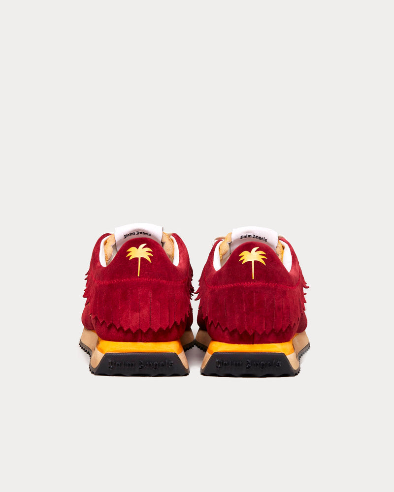 Palm Angels Fringe Runner Burgundy / Yellow Low Top Sneakers - 4