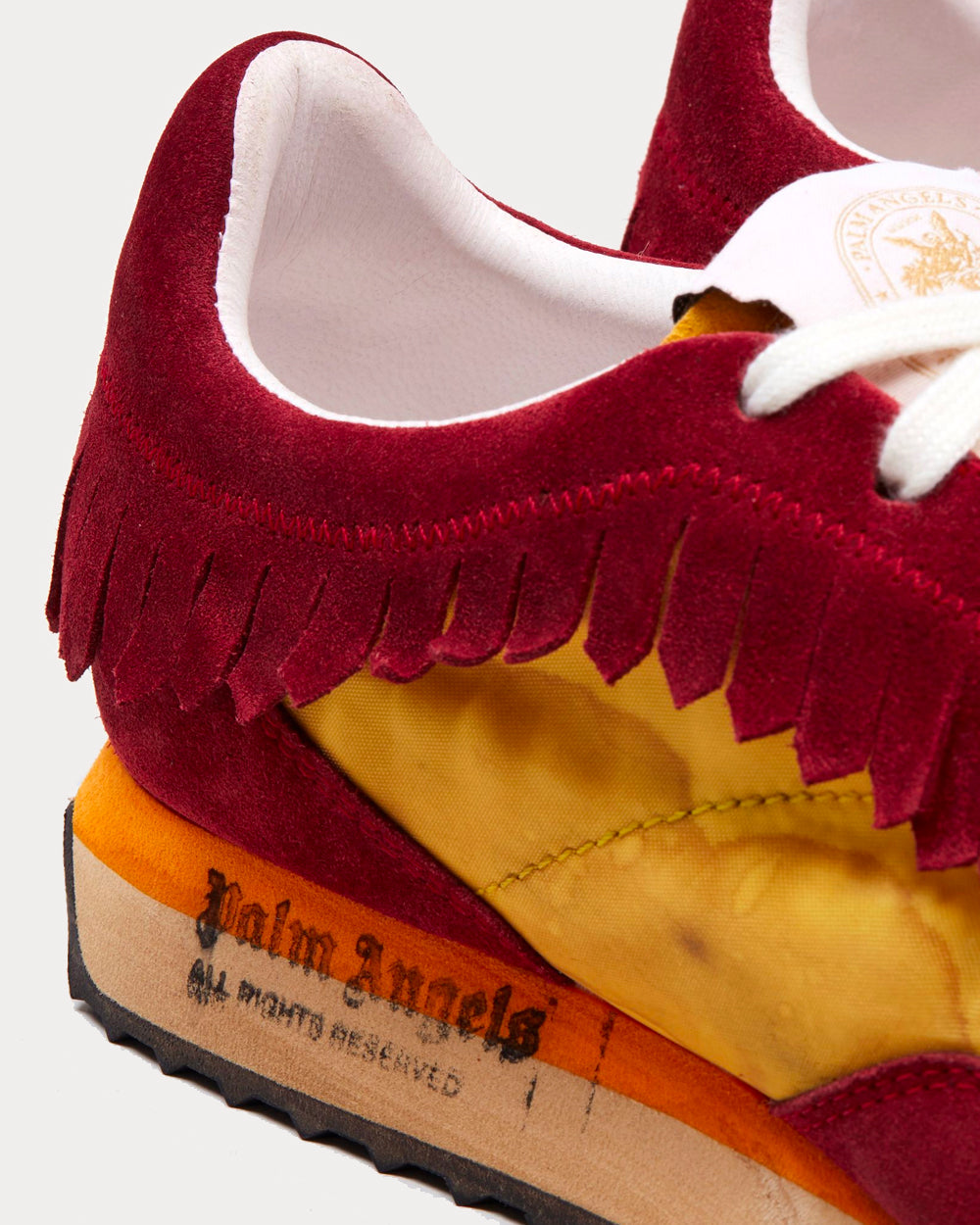 Palm Angels Fringe Runner Burgundy / Yellow Low Top Sneakers - 5