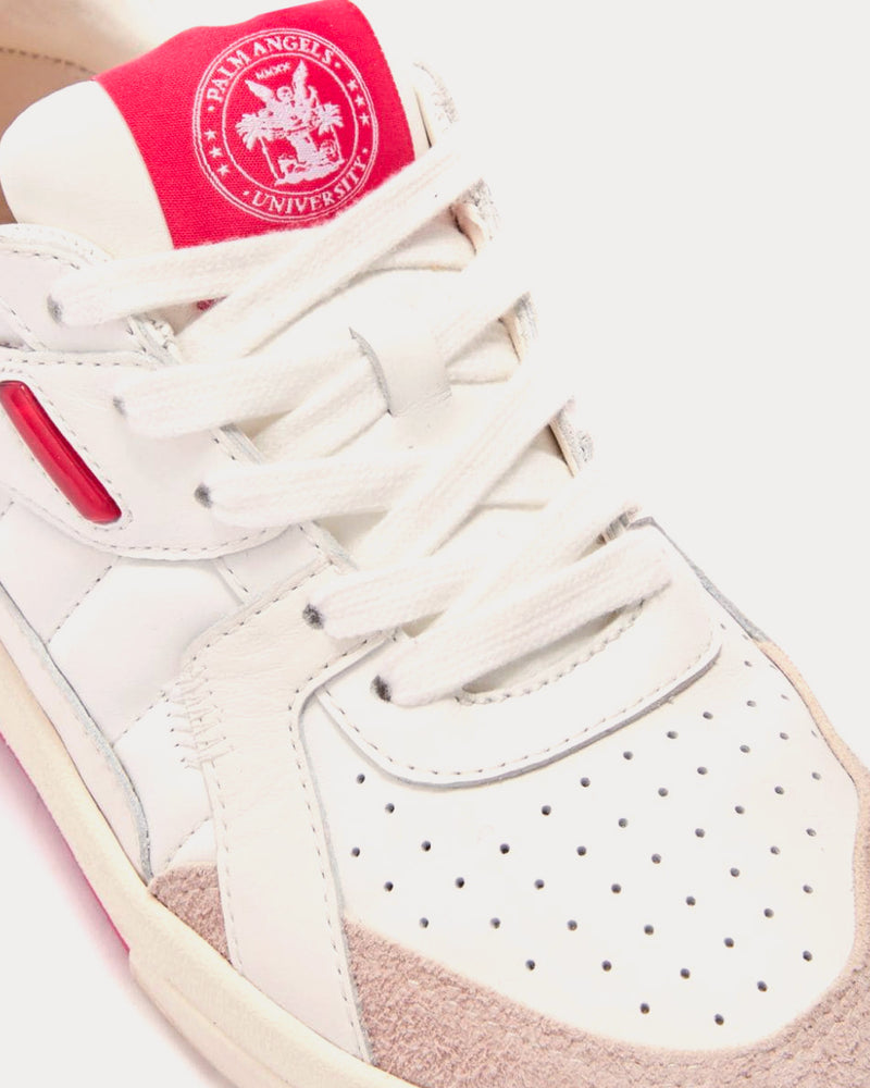 Palm Angels University White / Fuchsia Low Top Sneakers - 5