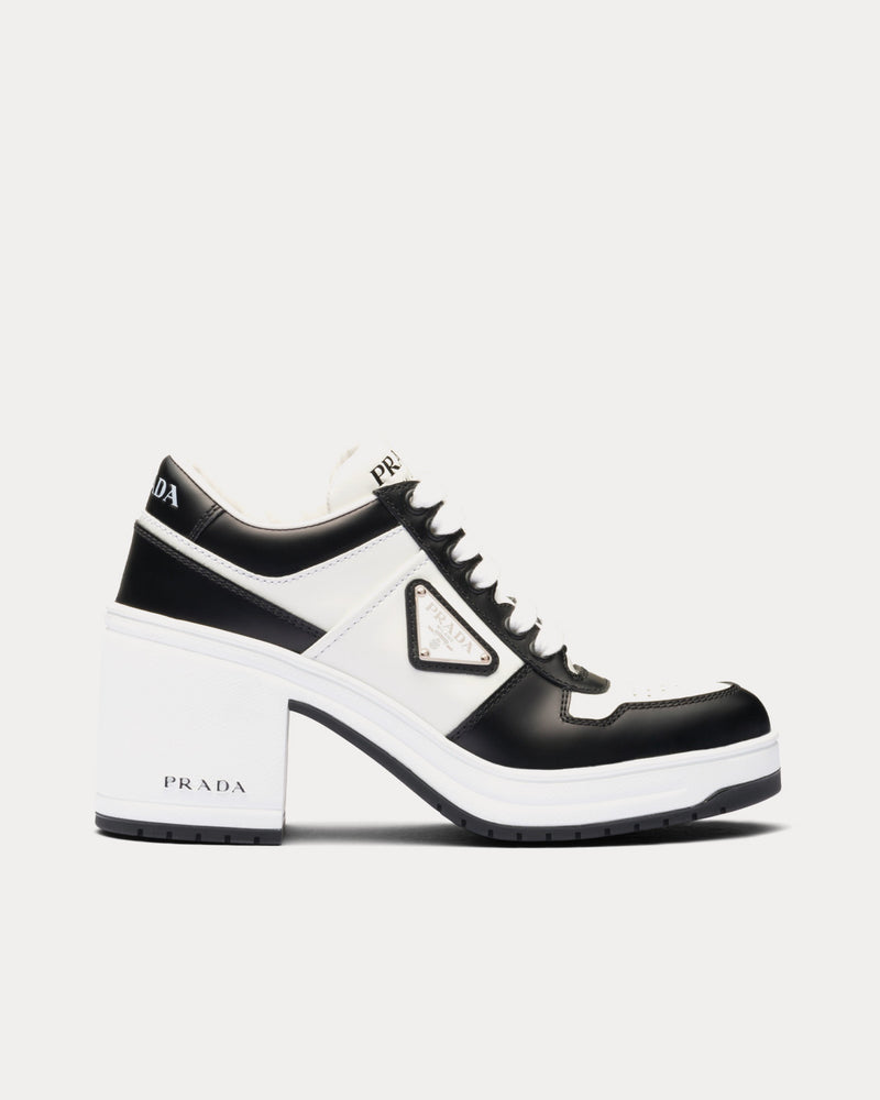 Prada Downtown High-Heeled Leather Black / White Low Top sneakers - 1