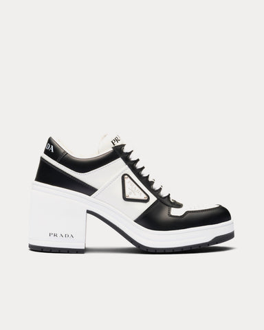 Prada Downtown High-Heeled Leather Black / White Low Top sneakers