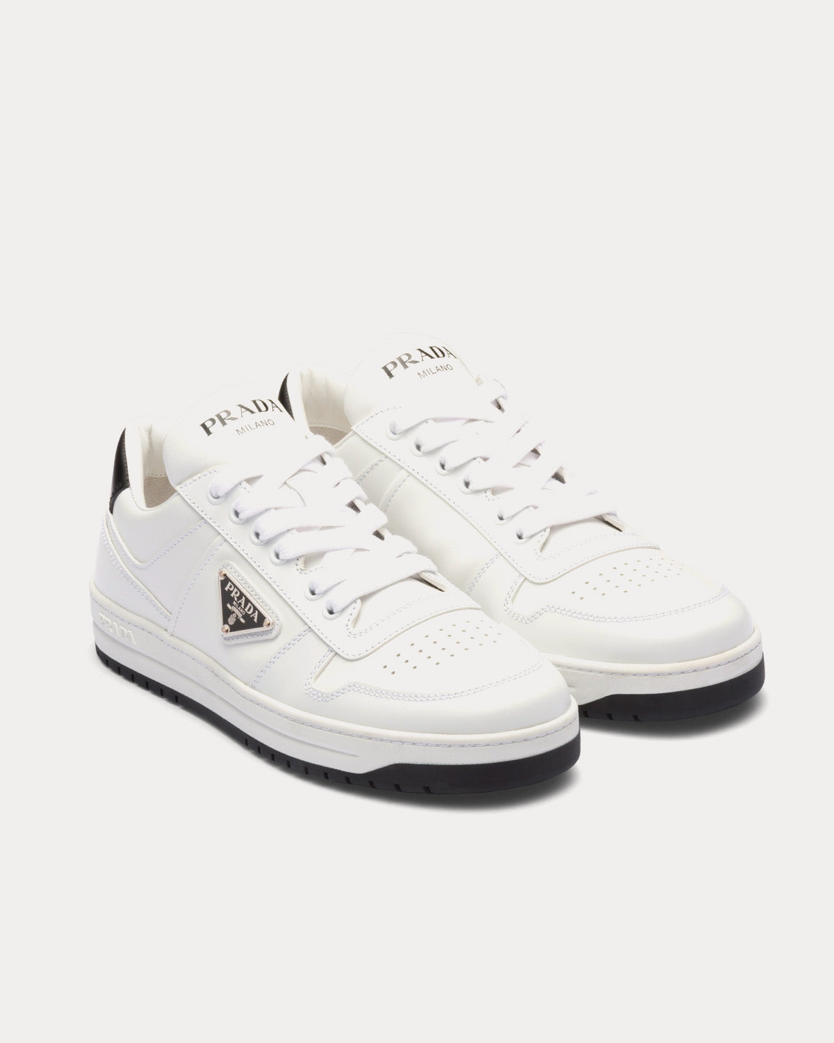 Prada Downtown Perforated Leather White / Black Low Top sneakers - 2