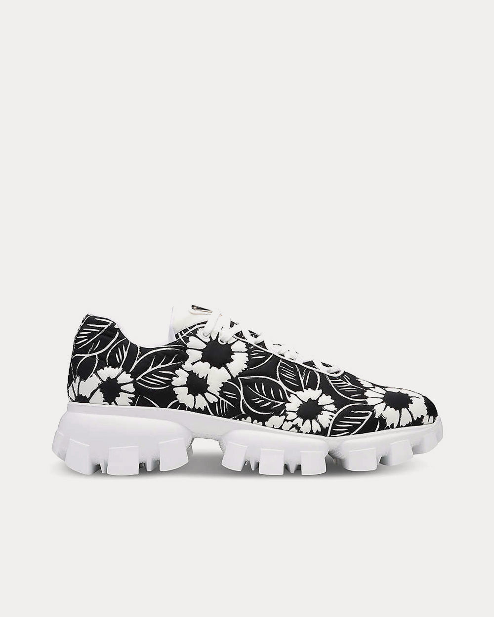 Prada Recycled-Nylon Floral-Print Low Top Sneakers - 1