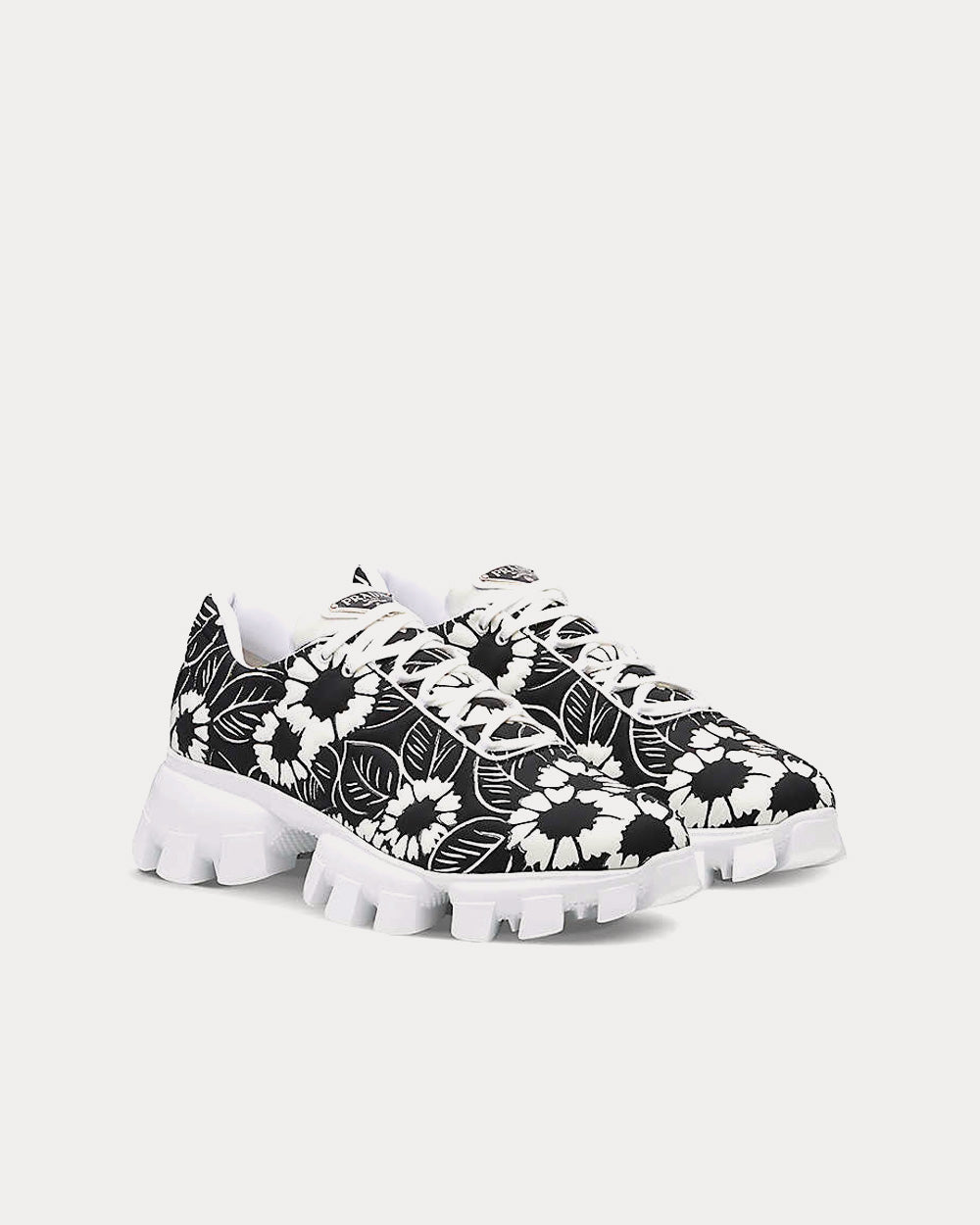 Prada Recycled-Nylon Floral-Print Low Top Sneakers - 3