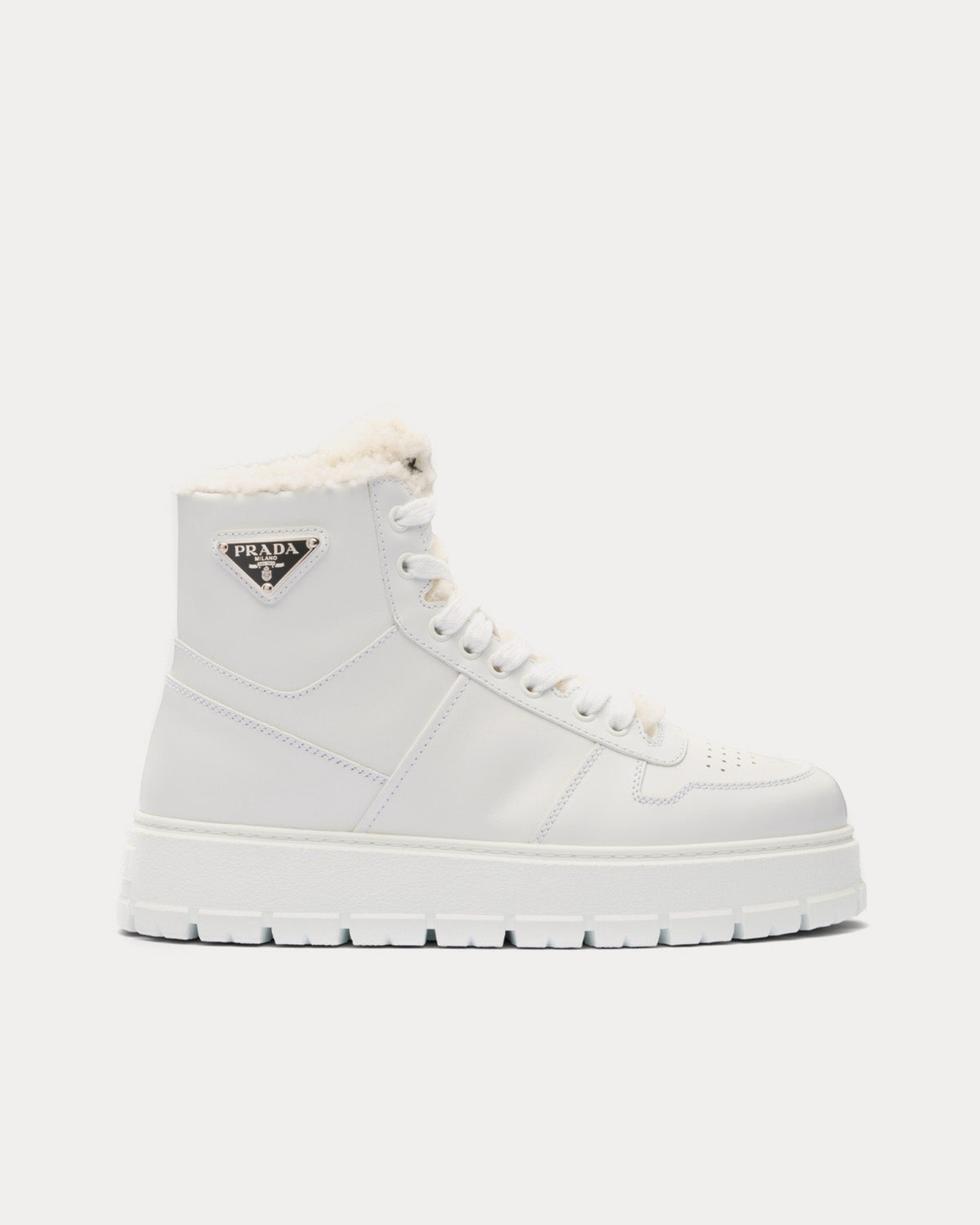 Prada Leather & Shearling White High Top sneakers - 1