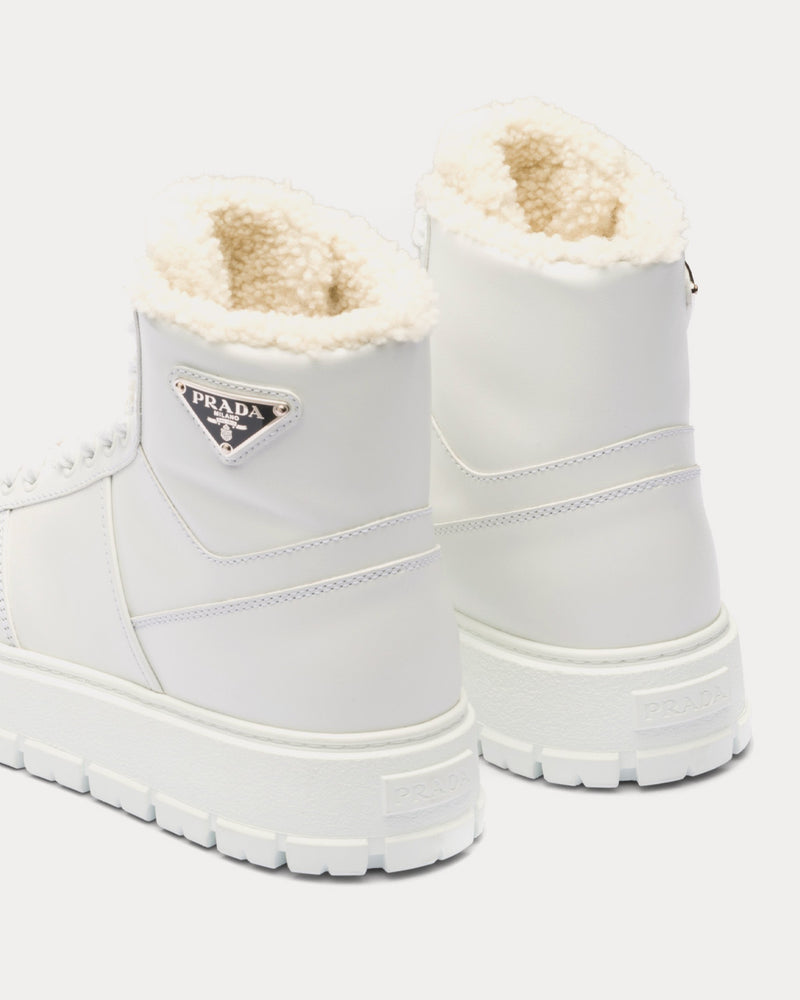 Prada Leather & Shearling White High Top sneakers - 3