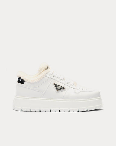 Prada Leather & Shearling White Low Top sneakers