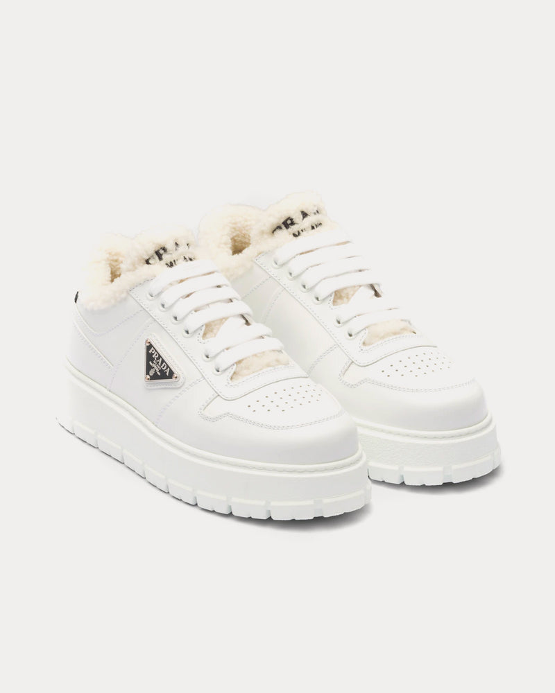 Prada Leather & Shearling White Low Top sneakers - 2