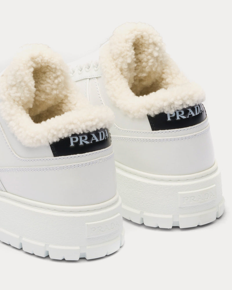 Prada Leather & Shearling White Low Top sneakers - 3