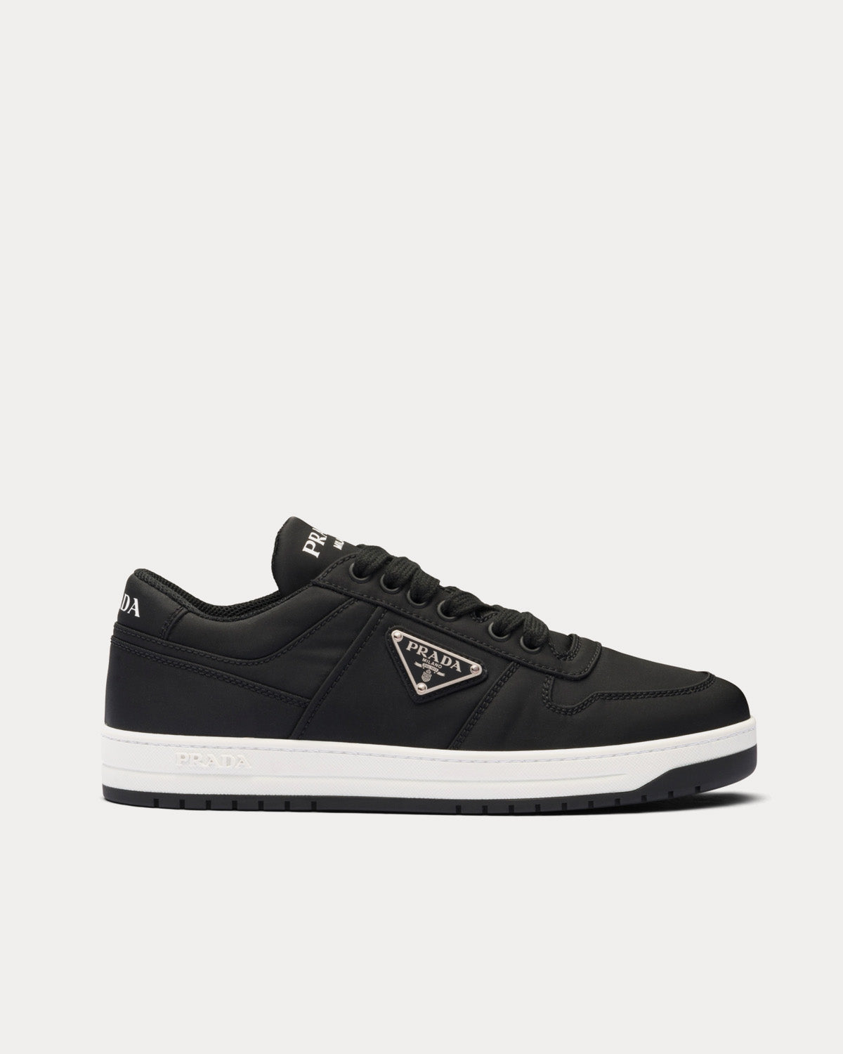 Prada Re-Nylon Gabardine Black / White Low Top Sneakers - 1