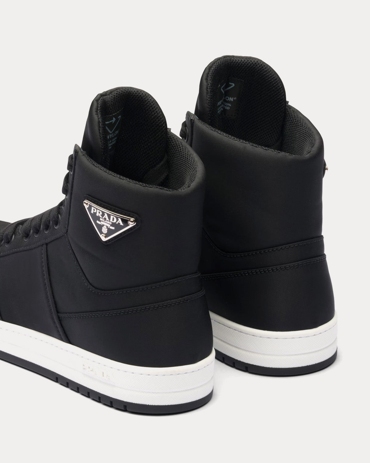 Prada Re-Nylon Gabardine Black / White Low Top Sneakers - 3