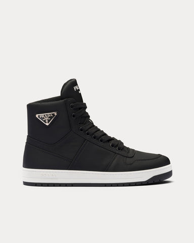 Prada Re-Nylon Gabardine Black / White High Top Sneakers