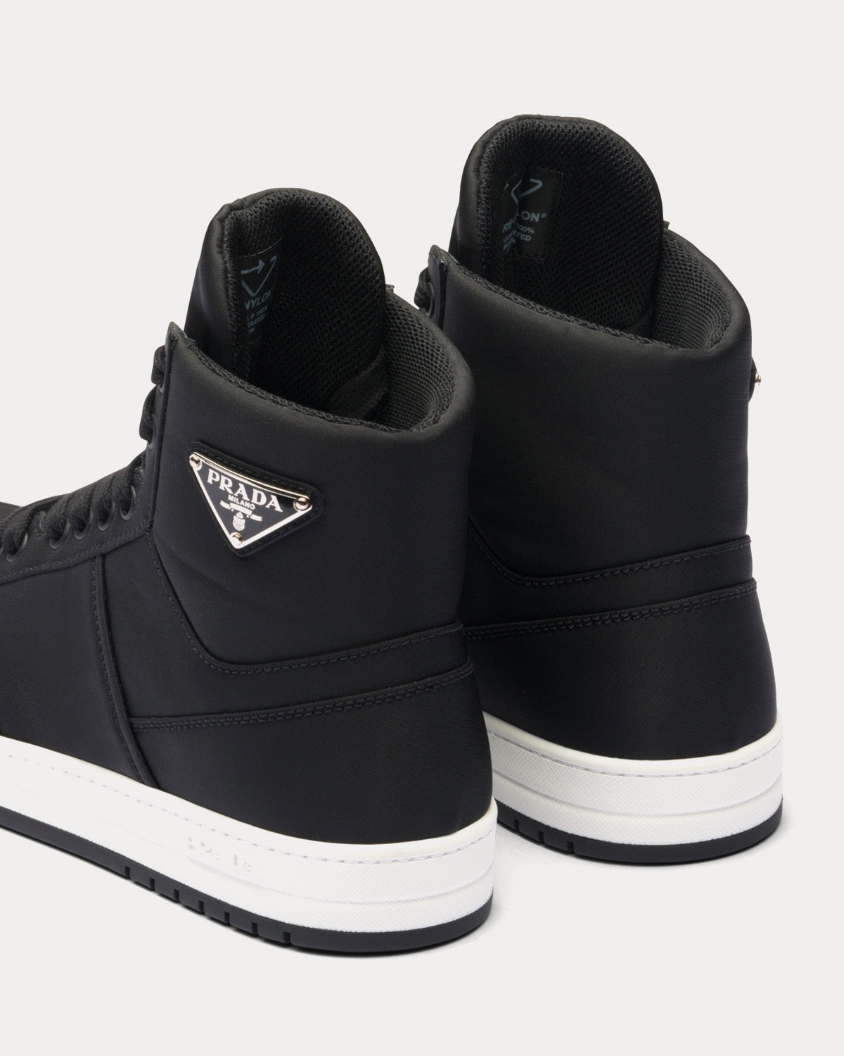 Prada Re-Nylon Gabardine Black / White High Top Sneakers - 3