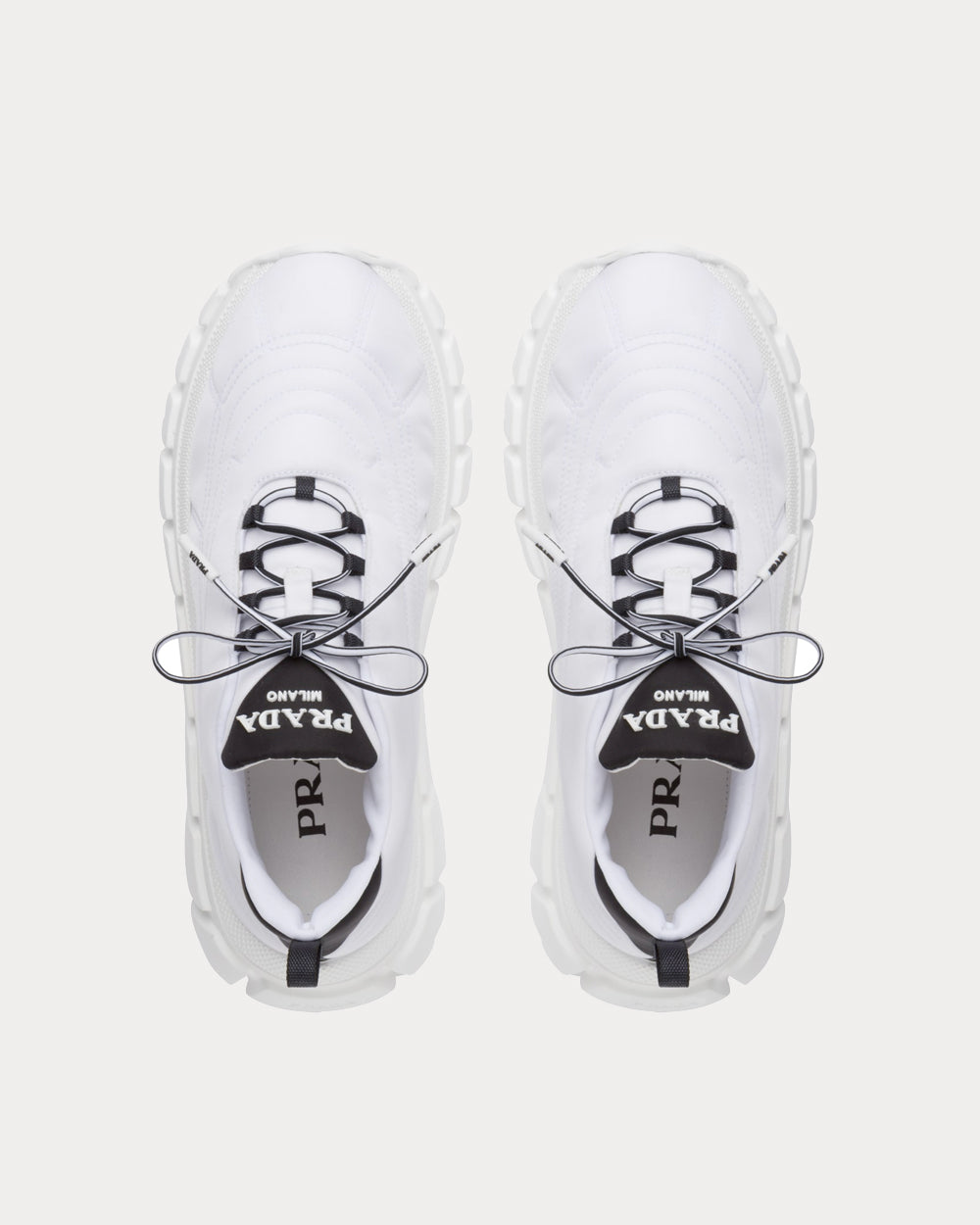 Prada Rush Gabardine Re-Nylon White Low Top Sneakers - 3