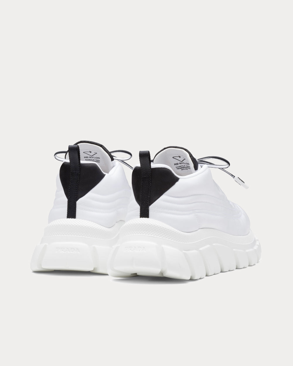 Prada Rush Gabardine Re-Nylon White Low Top Sneakers - 4