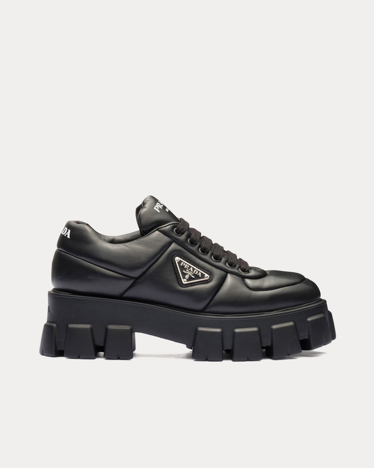 Prada Soft Padded Nappa Leather Black Low Top Sneakers - 1