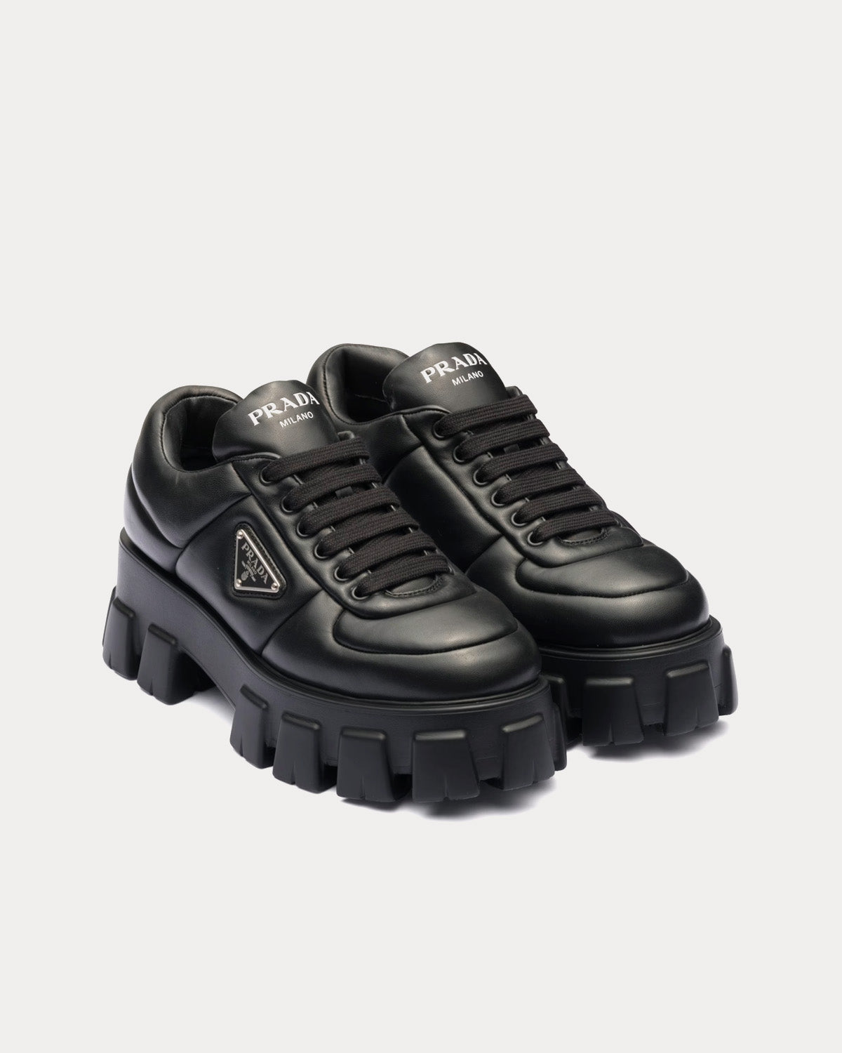 Prada Soft Padded Nappa Leather Black Low Top Sneakers - 2