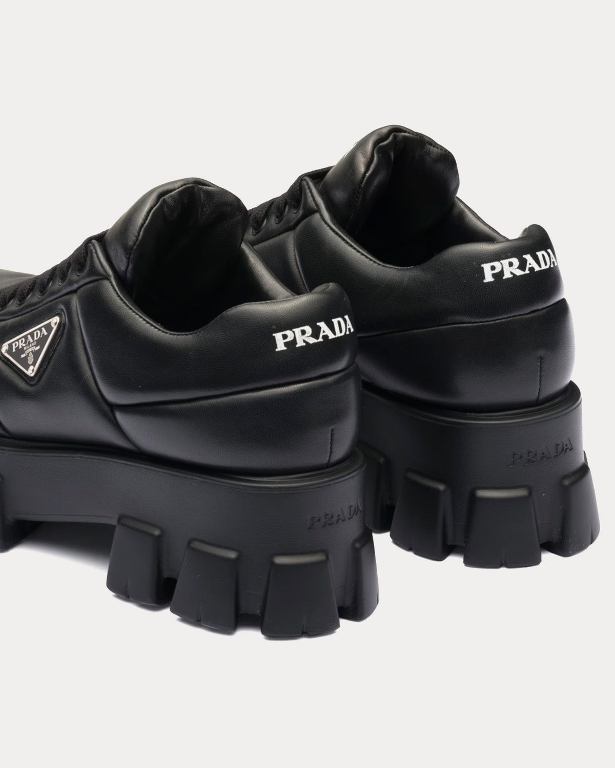 Prada Soft Padded Nappa Leather Black Low Top Sneakers - 3