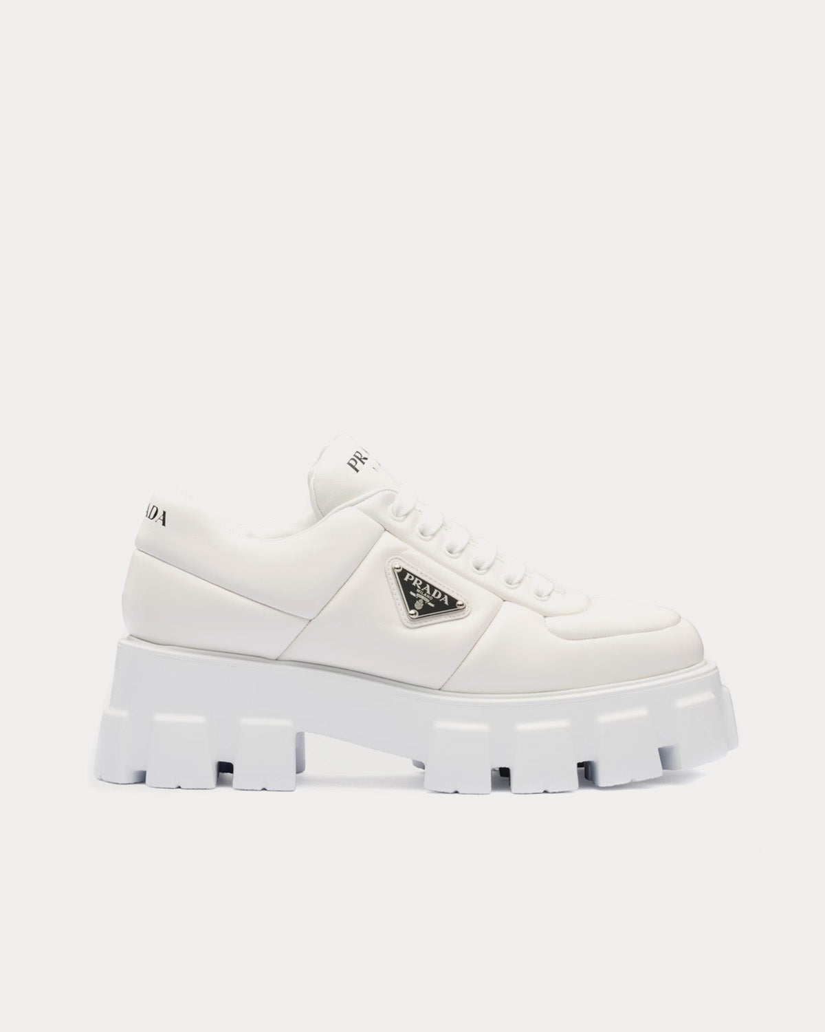 Prada Soft Padded Nappa Leather White Low Top Sneakers - 1