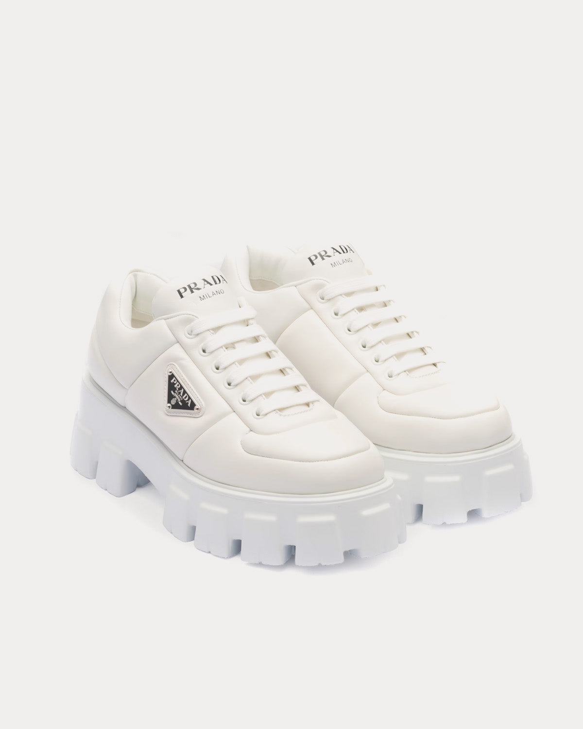 Prada Soft Padded Nappa Leather White Low Top Sneakers - 2