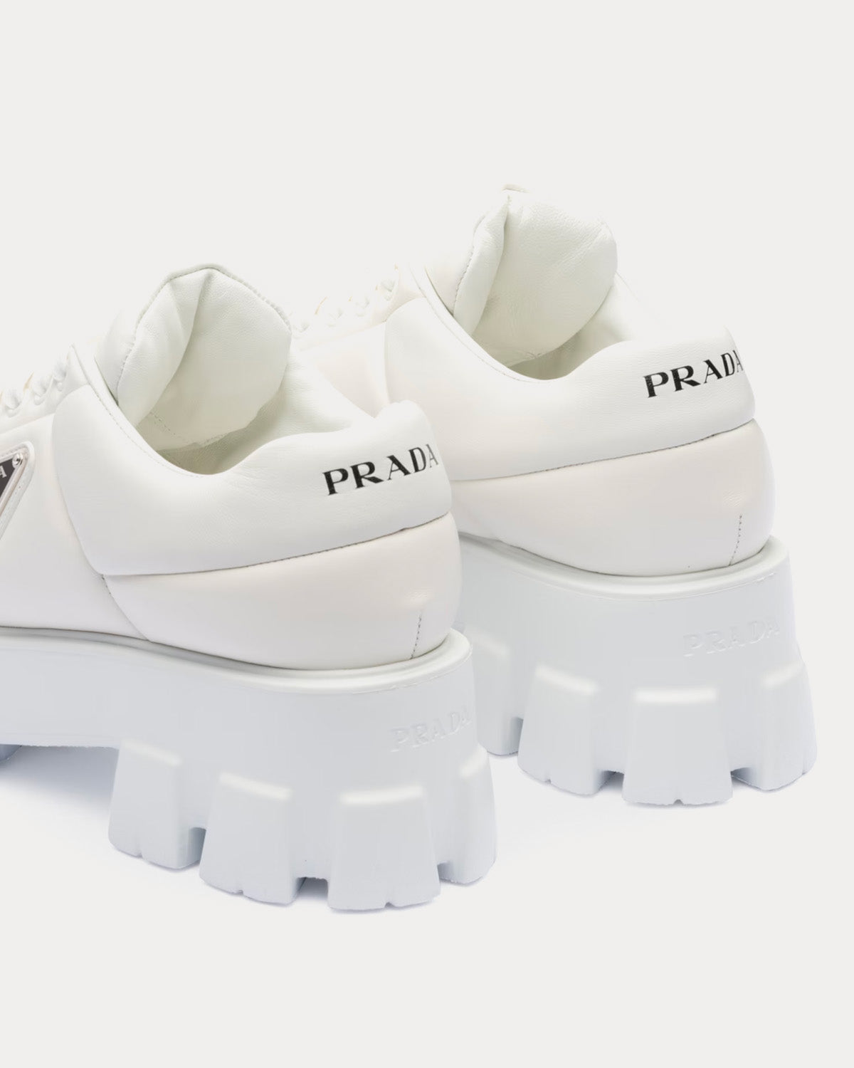 Prada Soft Padded Nappa Leather White Low Top Sneakers - 3