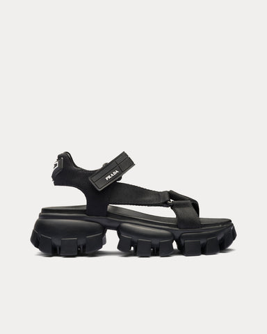 Prada Sporty Woven Nylon Tape Black Sandals