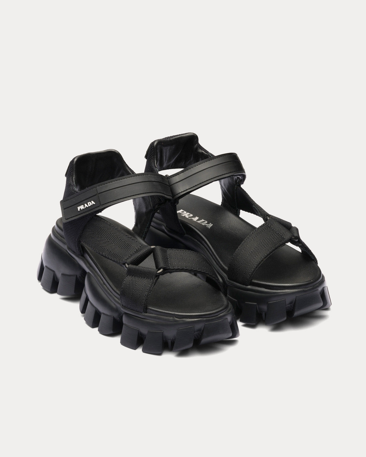 Prada Sporty Woven Nylon Tape Black Sandals - 2