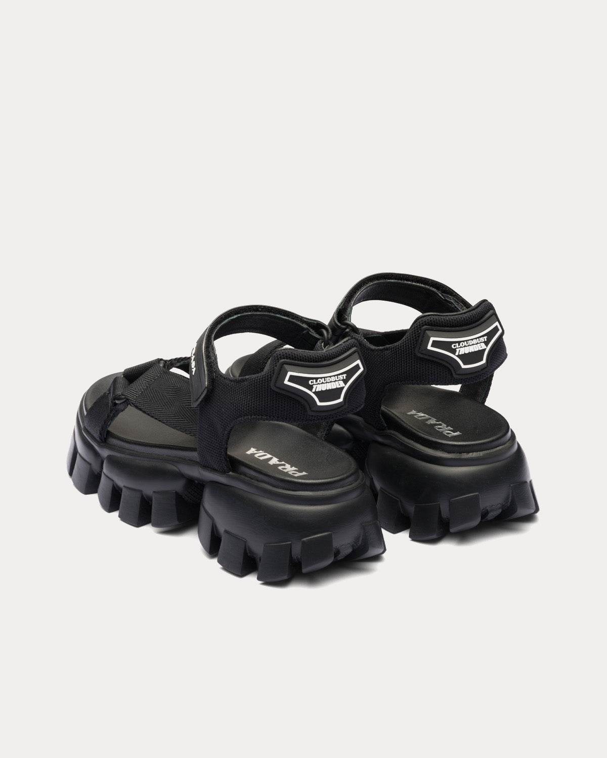 Prada Sporty Woven Nylon Tape Black Sandals - 3