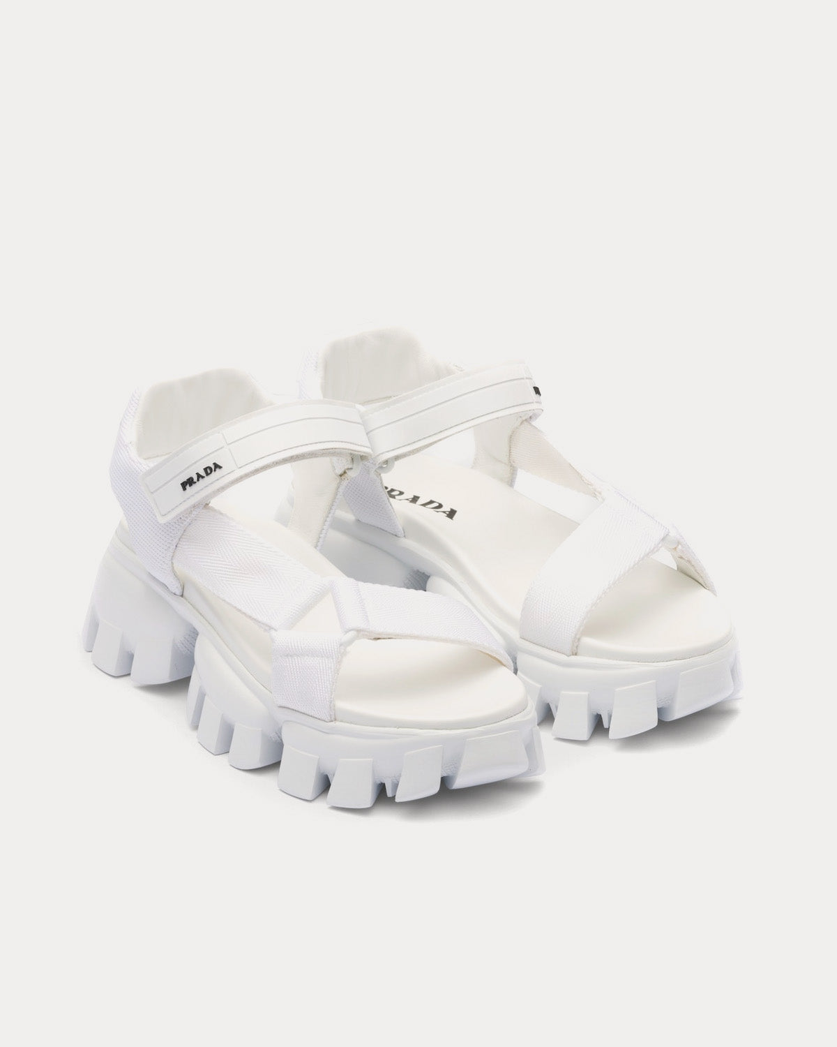 Prada Sporty Woven Nylon Tape White Sandals - 2