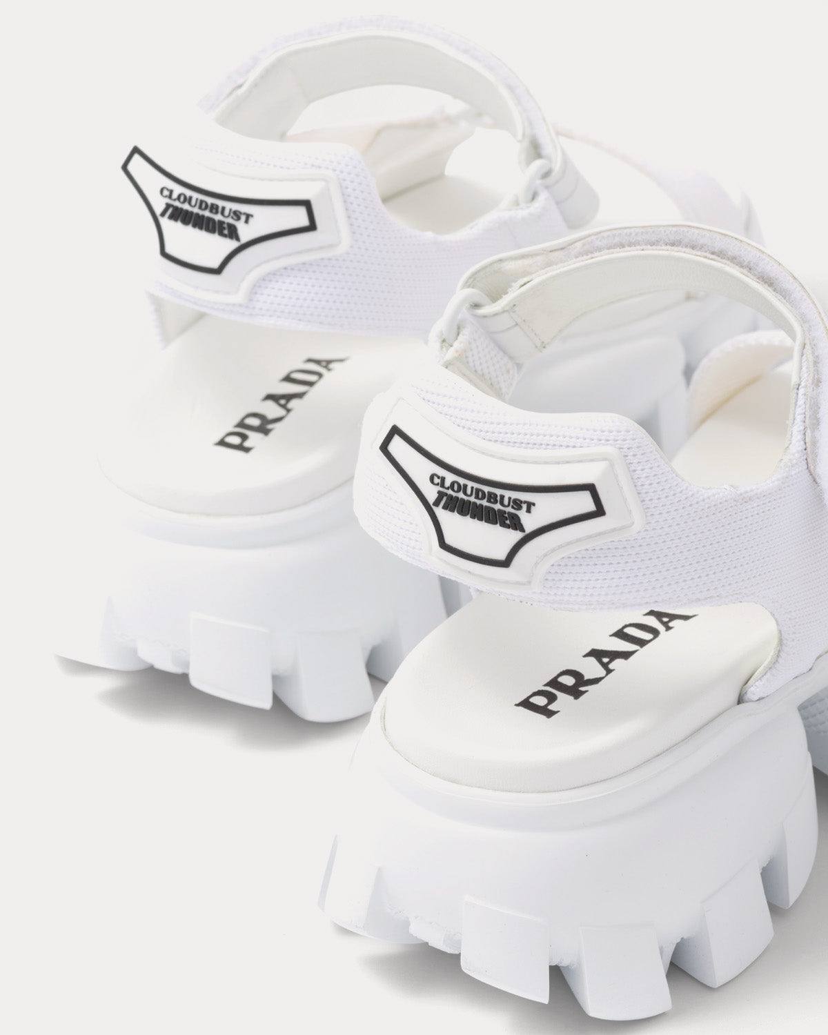 Prada Sporty Woven Nylon Tape White Sandals - 3