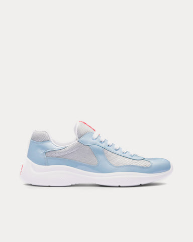 Prada America's Cup Silver / Celeste Low Top Sneakers