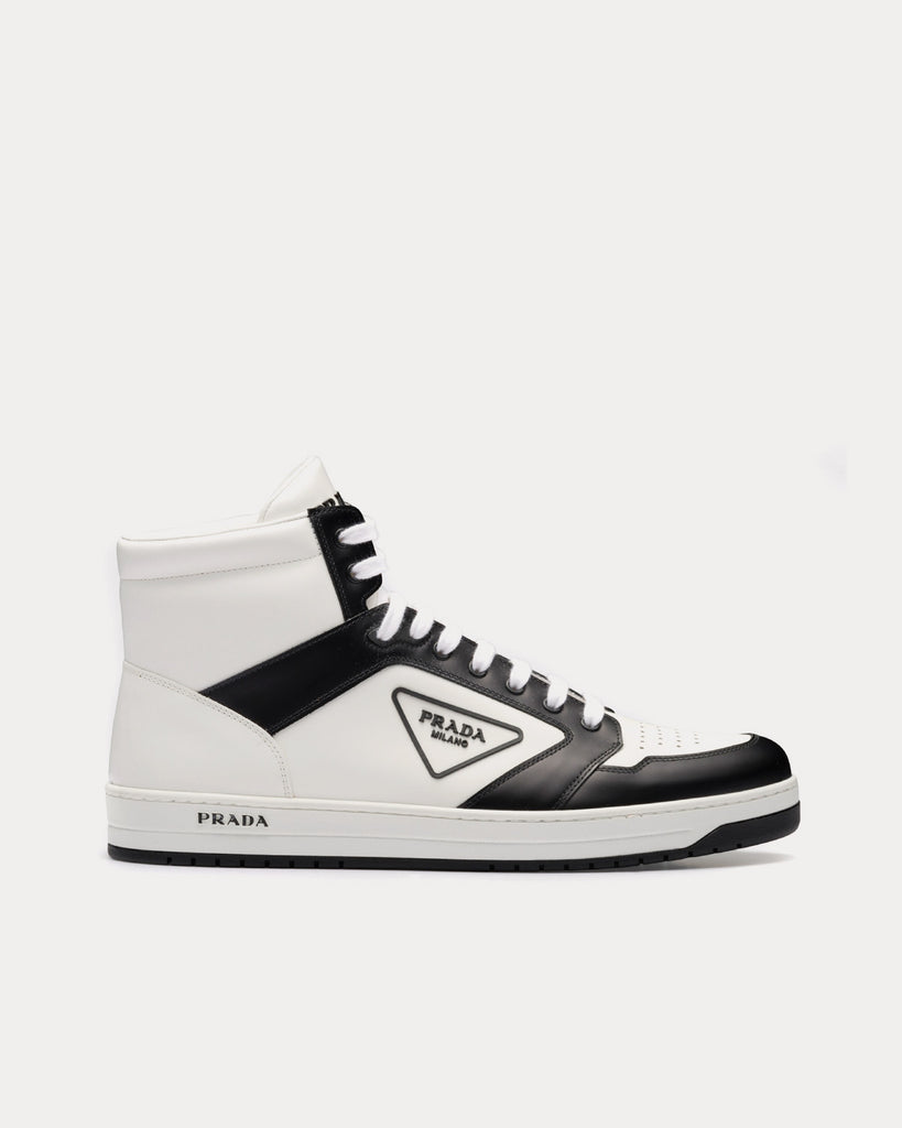 Prada District Leather White Black High Top Sneakers Sneak in