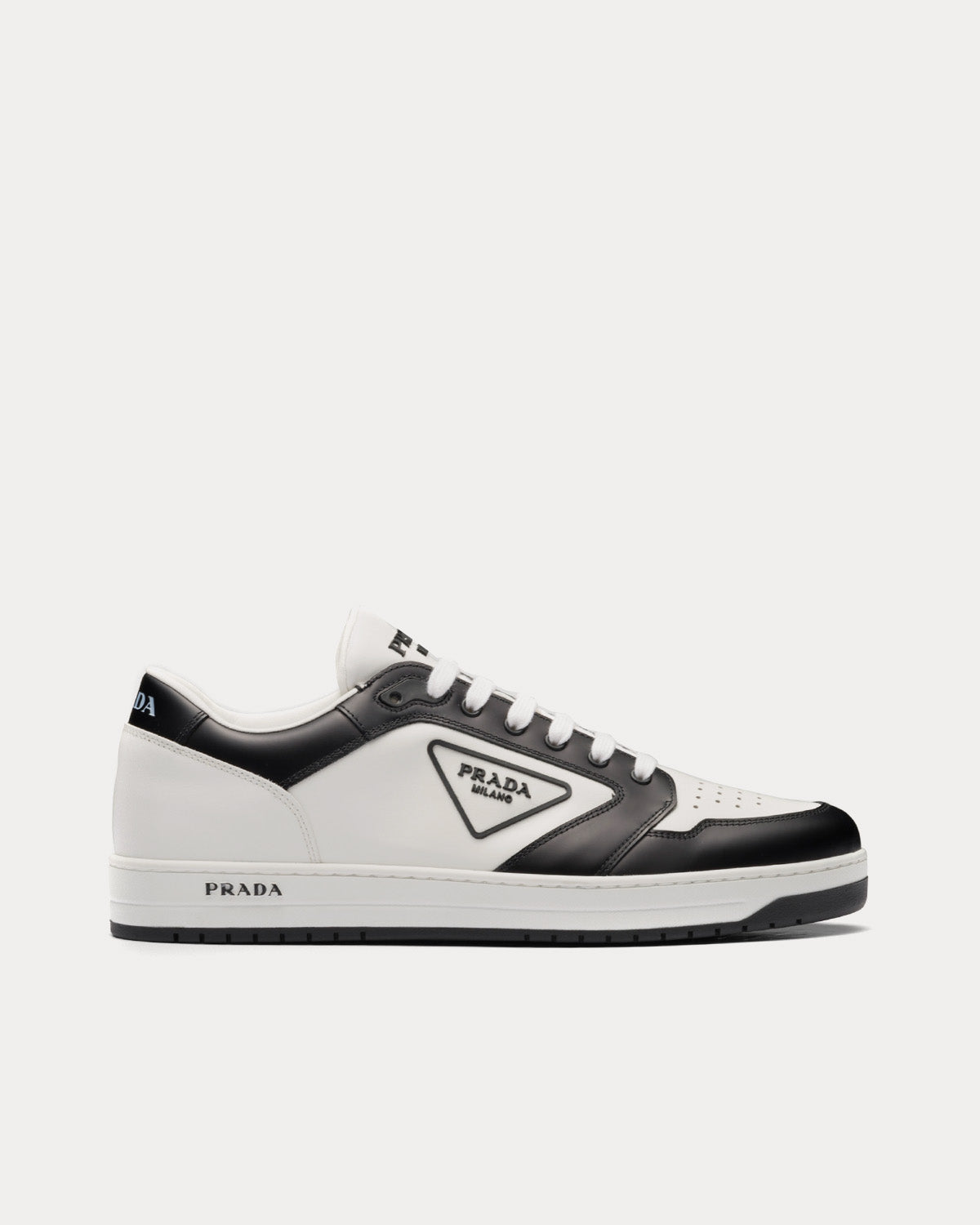 Prada District Leather White / Black Low Top Sneakers - 1