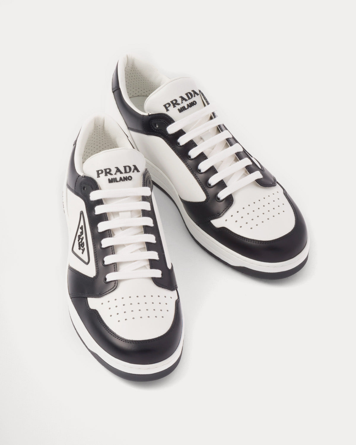 Prada District Leather White / Black Low Top Sneakers - 2