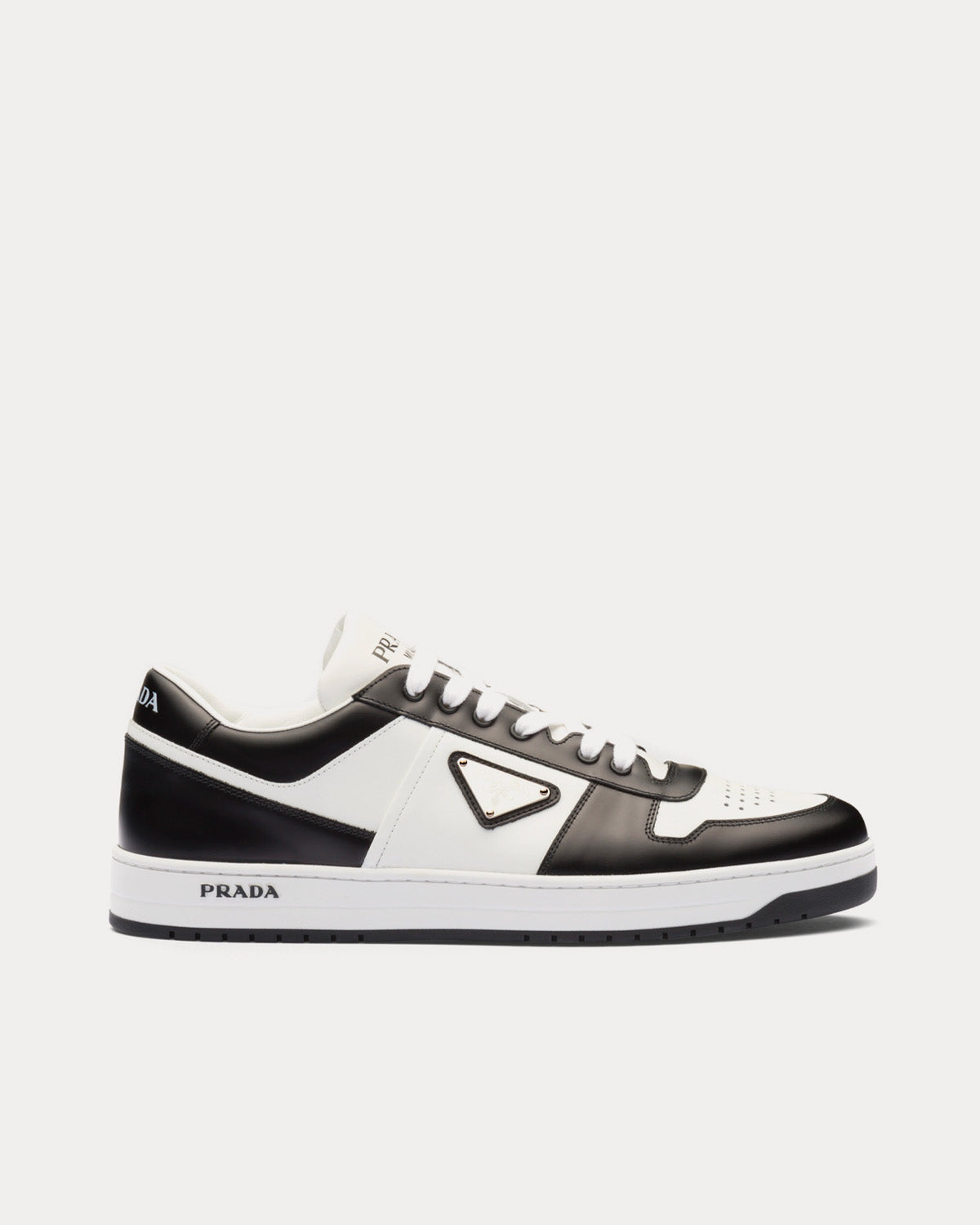 Prada Downtown Leather White Black Low Top Sneakers Sneak in Peace