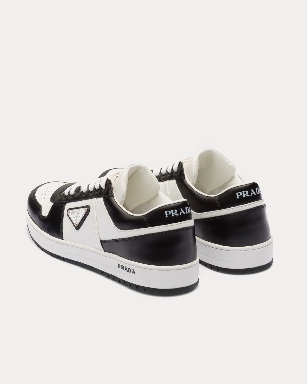 Prada Downtown Leather White / Black Low Top Sneakers - 4