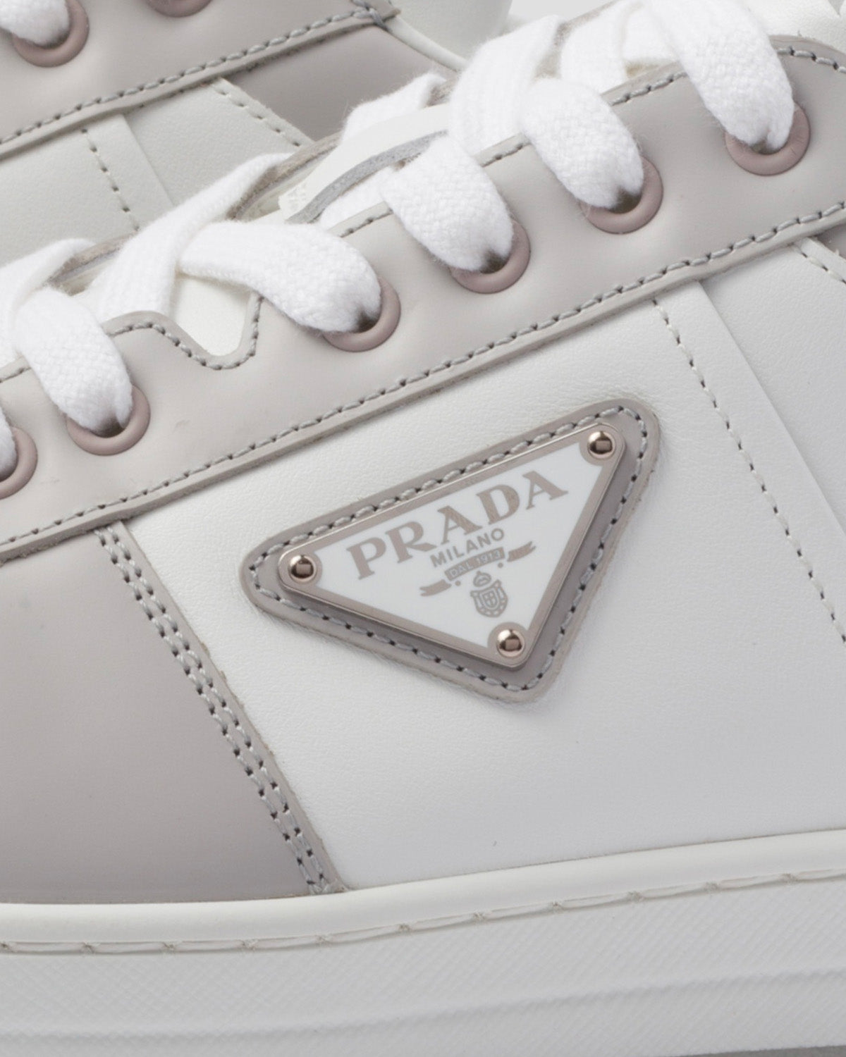 Prada Downtown Leather White / Crystal Low Top Sneakers - 4