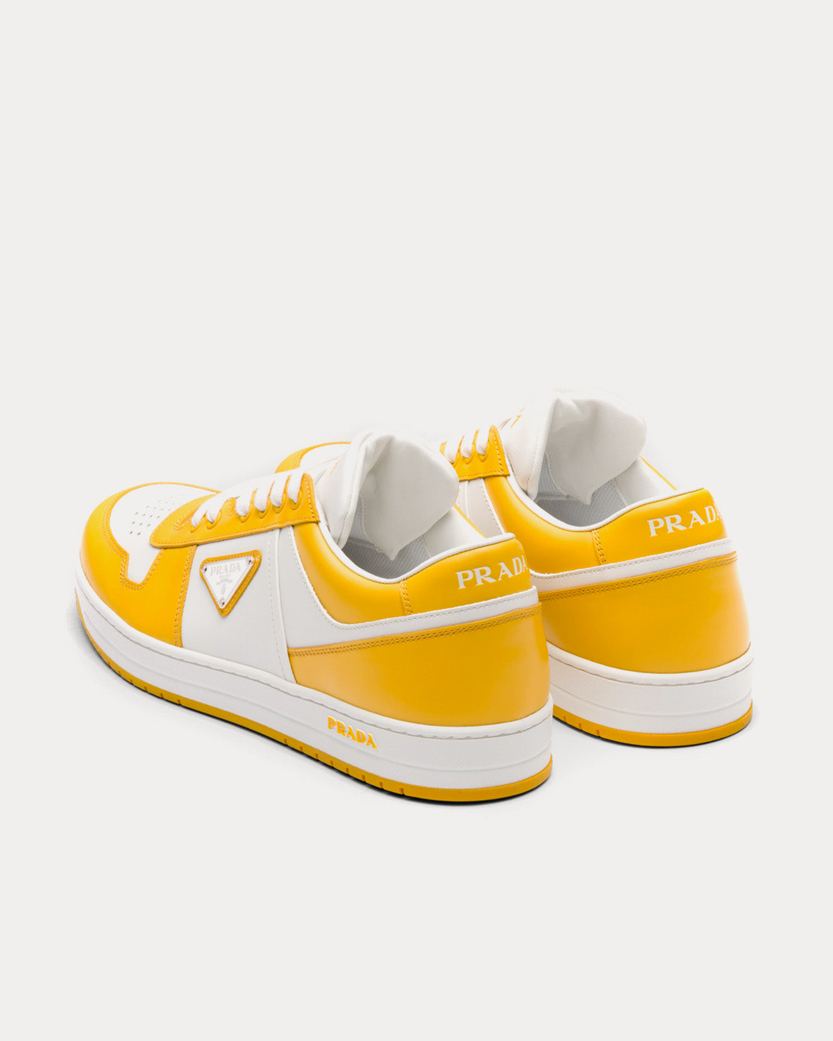 Prada Downtown Leather White / Sun Low Top Sneakers - 3