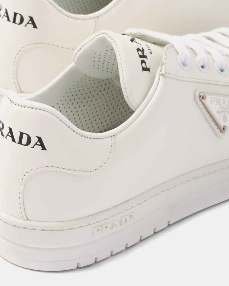 Prada Downtown Brushed Leather White Low Top Sneakers - 3