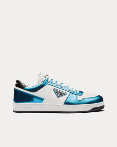 Prada Downtown Leather White / Sky Blue Low Top Sneakers